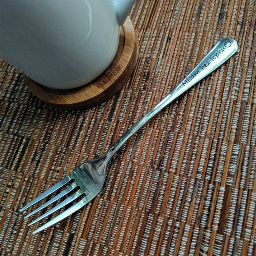 Vidlička bez lepku - Bezlepkové gravírování: Mlsám bez lepku🙂(smajlík na konci), Druh vidličky: Jídelní vidlička (velká)